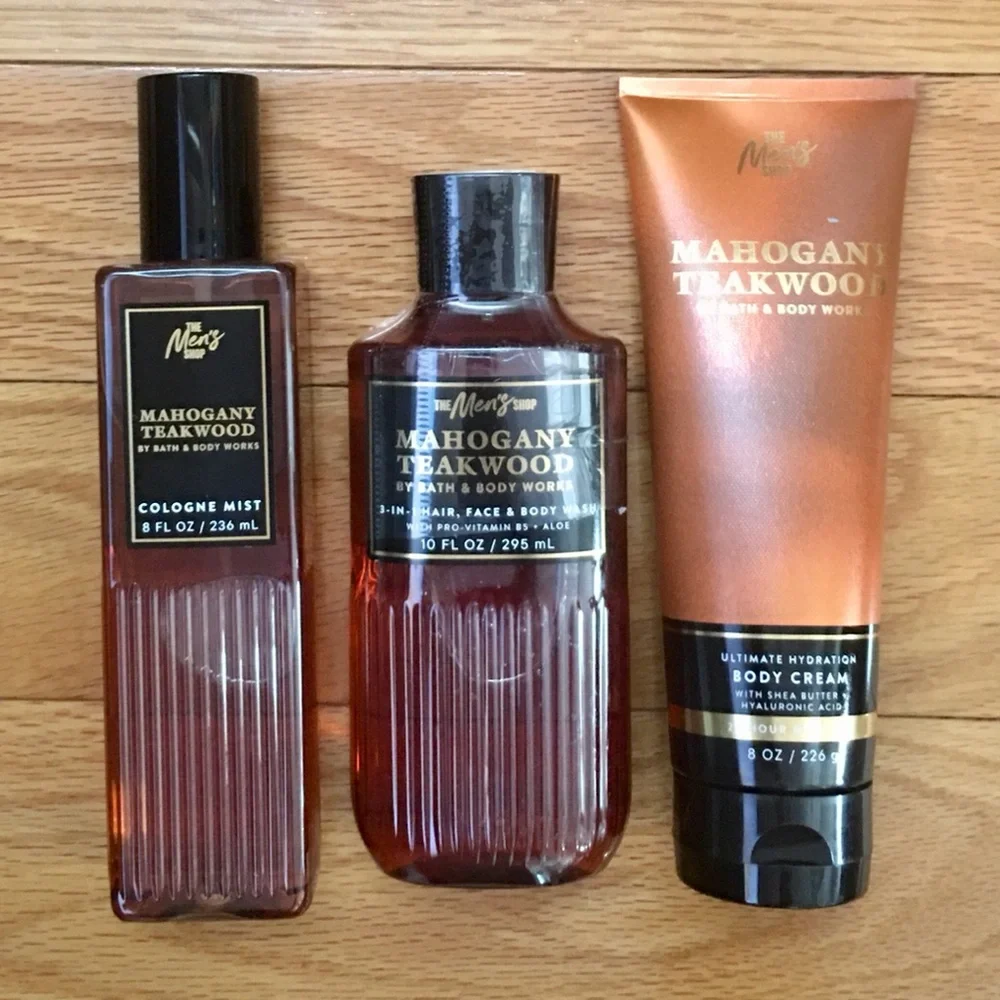 Bath & Body Works Mahogany Teakwood Grooming 3Piece Mens Set - Brown/ Orange